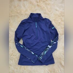 Nike Pro Blue Pullover Hyperwarm Thermal Pro Medium Ladies Top